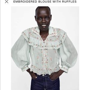 LOOKING FOR:  Zara ruffled embroidered top